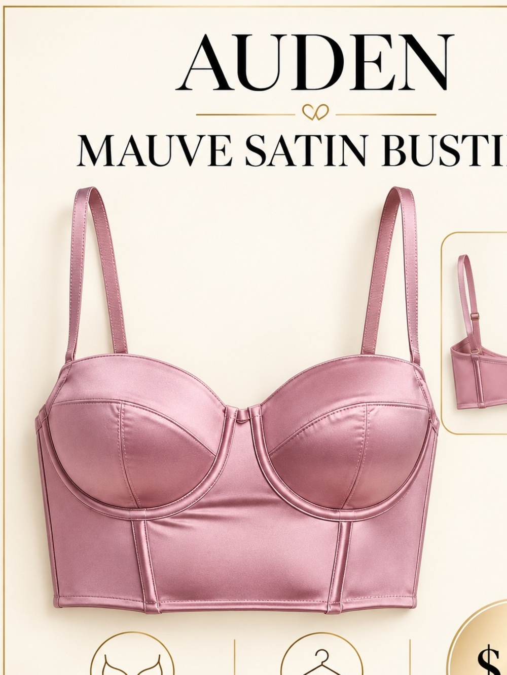 Auden Satin Bustier in Mauve Pink